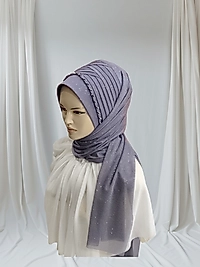 Duvaksiz şal model 1 sıra işlemeli gri