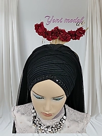 Sahra model siyah duvakli