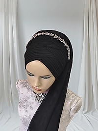 Aksesuar dahil siyah sevda ay duvakli model