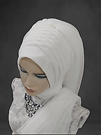 Gelin başı sade model kırık beyaz