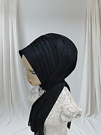 Siyah simli tek tek hazır türban