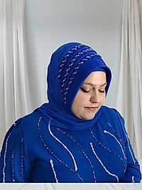 Simsiz saks mavisi işlemeli isilti