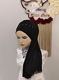 Simli siyah Nuray model ay duvaklı