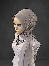 Simli açık gri tek tek hazır türban